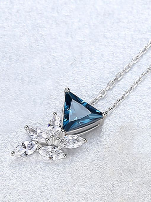 Blue plated platinum-20h09 925 Sterling Silver With Gold Plated Personality Triangle Necklaces