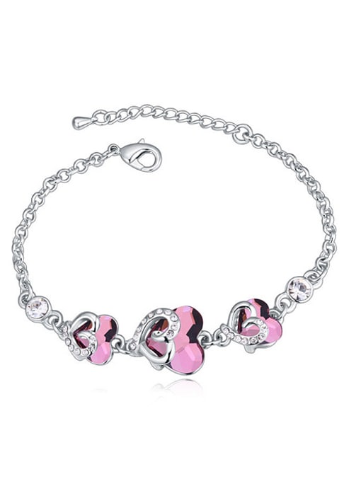 QIANZI Simple Heart austrian Crystals Alloy Bracelet 0