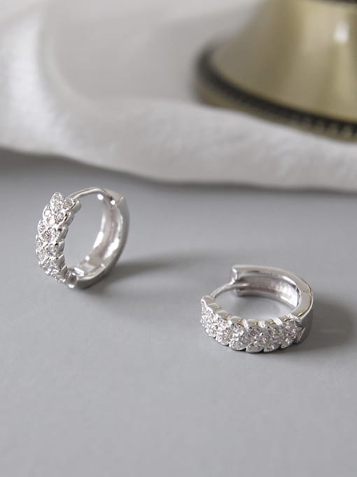 DAKA 925 Sterling Silver With Silver Plated Personality Round Clip On Earrings 1