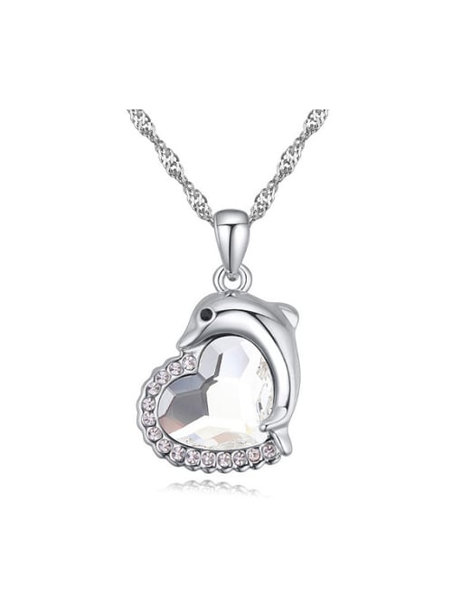QIANZI Fashion Heart austrian Crystals Little Dolphin Alloy Necklace 0