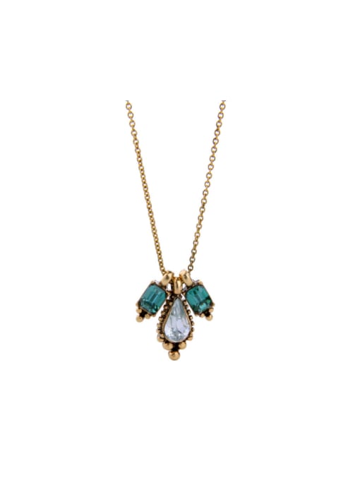 KM Water Drop Resin Stones Alloy Necklace