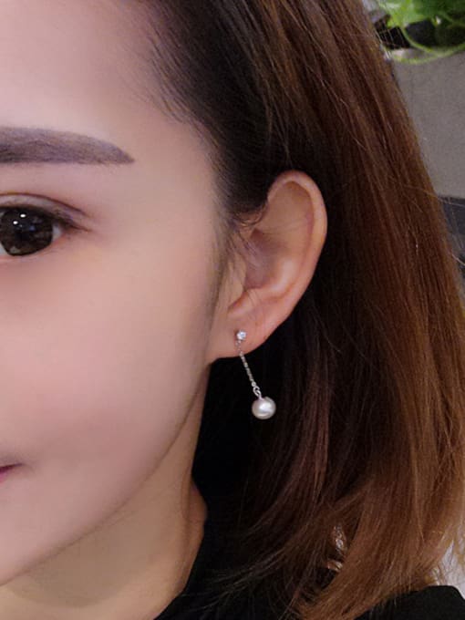 Peng Yuan Asymmetrical Freshwater Pearl Zircon Earrings 1