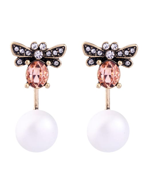 KM Retro Bee-shape Artificial Pearls Stud Earring