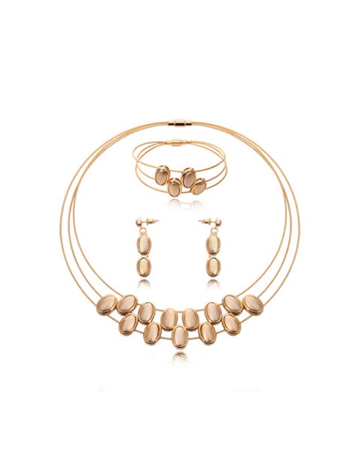 BESTIE Alloy Imitation-gold Plated Fashion Oval Three Pieces Jewelry Set 0