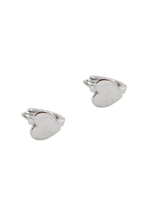 DAKA Simple Little Heart Smooth Silver Earrings 0