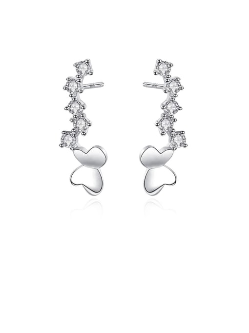 CCUI 925 Sterling Silver With Cubic Zirconia Simplistic Butterfly Stud Earrings 0