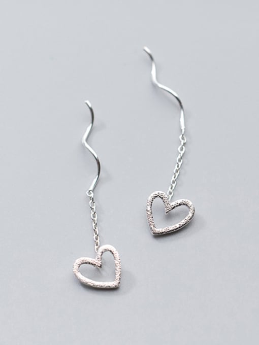 Rosh Lovely Hollow Heart Shaped S925 Silver Line Earrings
