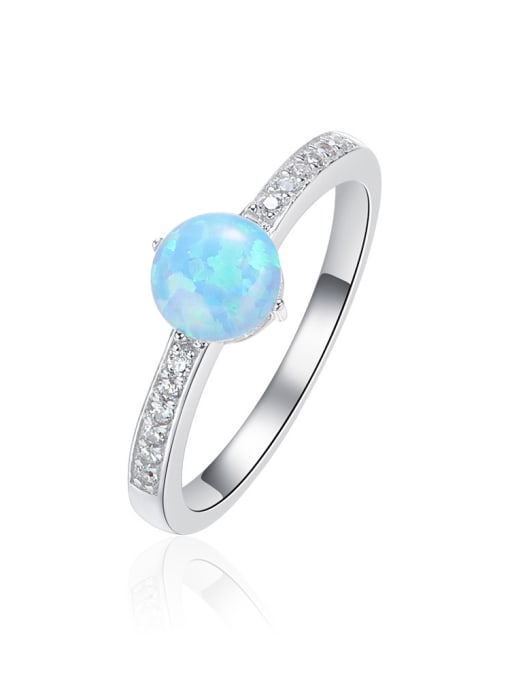 Blue Fashion Opal stone Cubic Zirconias 925 Silver Ring
