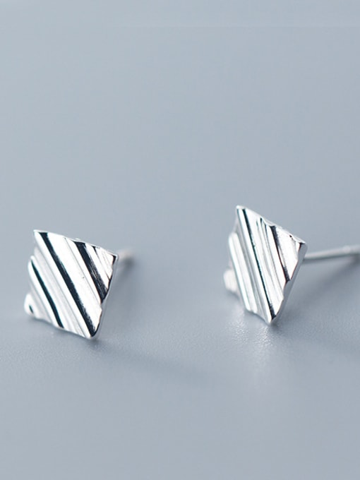 Rosh 925 Sterling Silver With Platinum Plated Simplistic Irregular Square Stud Earrings 2