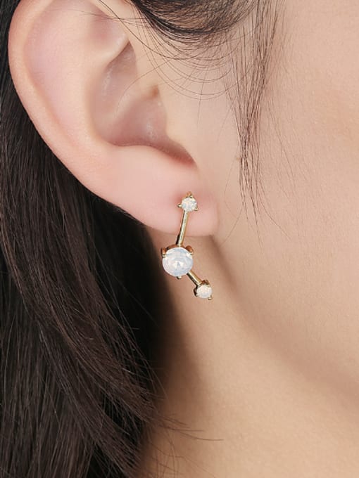 OUXI Simple Opal Stones Stud Earrings 1