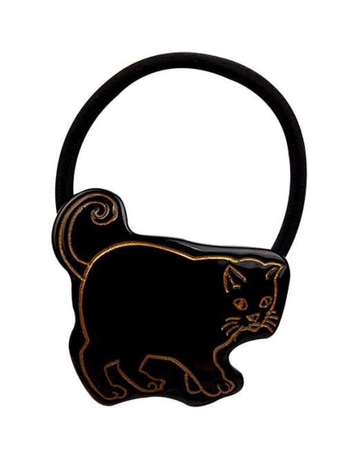 black Rubber Band With Cellulose Acetate  Cute Cat  Hair Ropes