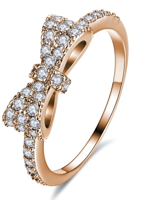 Rose Gold A simple micro-inlay AAA zircon Bow Ring