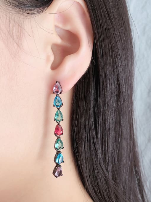 ROSS Copper With Glass stone Fashion Water Drop Drop Earrings 1