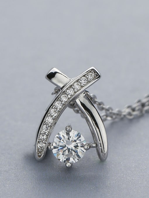 One Silver X-Shaped Zircon Necklace 0