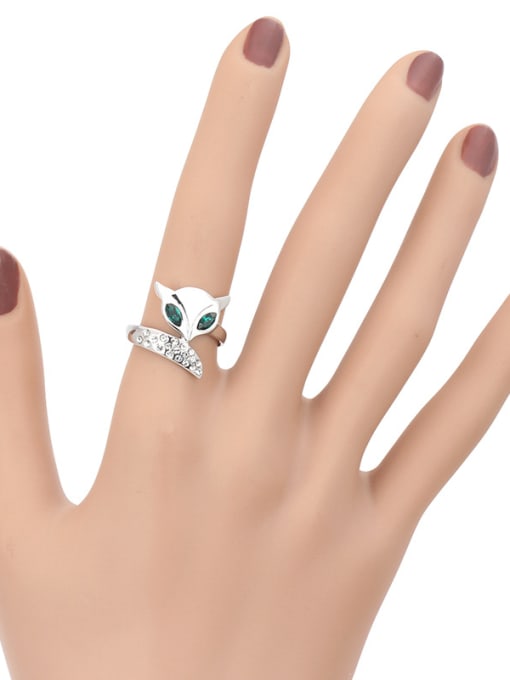 ZK Little Lovely Fox Shaped Opening Ring with Zircons 1