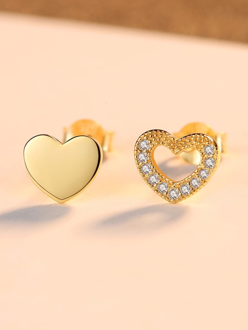 CCUI 925 Sterling Silver With  Cute Heart-shaped  Stud Earrings 2