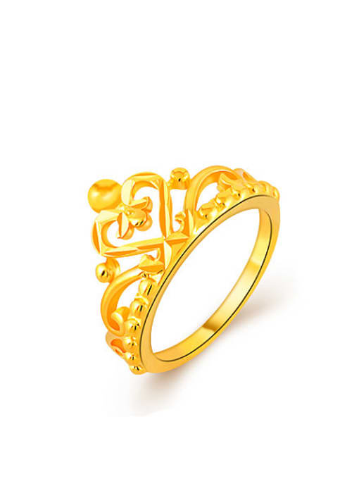 Yi Heng Da Women Exquisite Crown Shaped 24K Gold Plated Ring 0