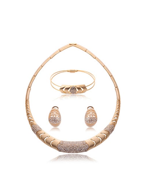 BESTIE Alloy Imitation-gold Plated Fashion Rhinestones Three Pieces Jewelry Set 0