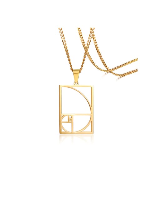 CONG Stainless Steel With Gold Plated Simplistic Smooth Hollow Geometric Necklaces 0