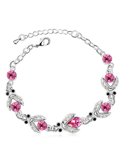 pink Fashion Little Beetles Cubic austrian Crystals Alloy Bracelet