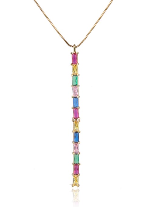 Gold Copper With  Glass stone Fashion Geometric Necklaces