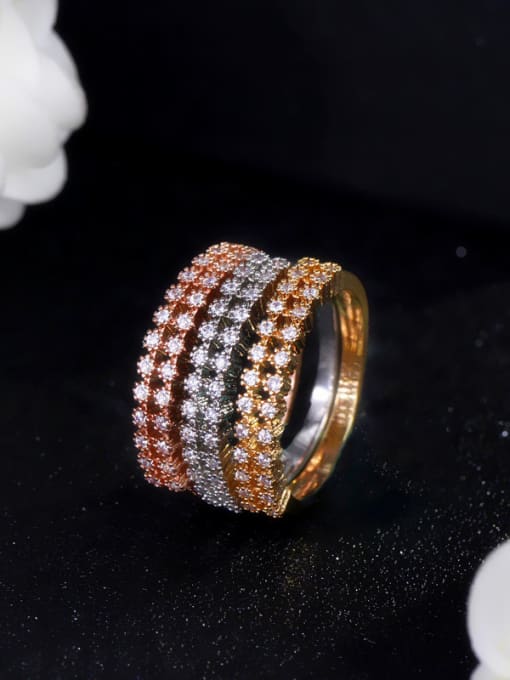 L.WIN Copper micro plated AAA zircon tricolor plating ring 0
