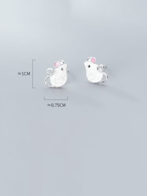 Rosh 925 Sterling Silver With Platinum Plated Simplistic Mouse Stud Earrings 3
