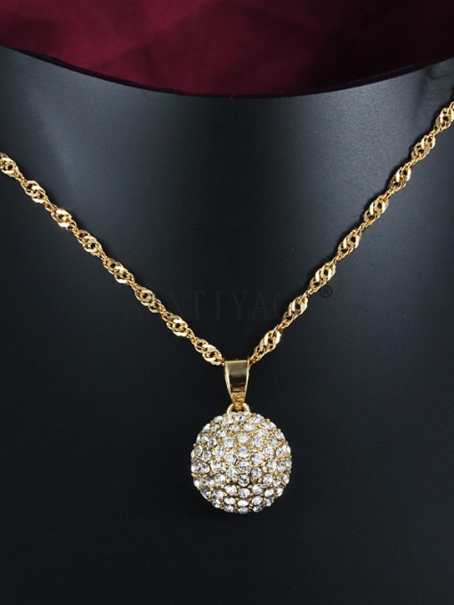 SANTIAGO Shining 18K Gold Plated Ball Shaped Zircon Two Pieces Jewelry Set 1