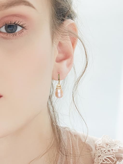 CEIDAI Elegant Freshwater Pearl Cubic Zirconias 925 Silver Earrings 1