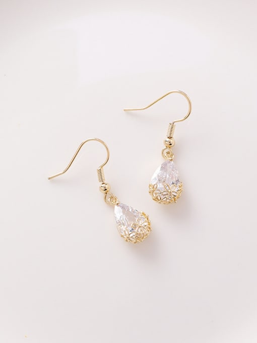 A earring Alloy With Cubic Zirconia Simplistic Hollow Water Drop 2 Piece Jewelry Set