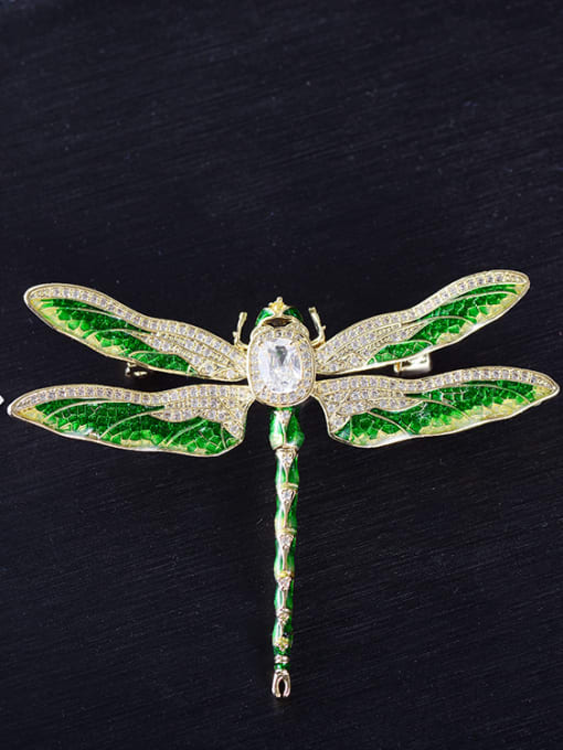 Hua Copper With cubic zirconia Cute Insect Dragonfly Brooches 1