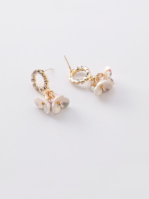 Girlhood Alloy With Rose Gold Plated Cute  Shell Flower Stud Earrings 1