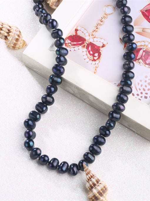 Black Women Black Freshwater Pearl Handmade Necklace