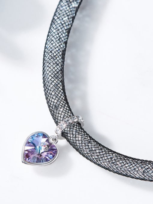 Purple Fashion Heart shaped austrian Crystal Copper Necklace