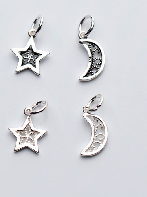 FAN 925 Sterling Silver With Antique Silver Plated Trendy Moon star Charms 3