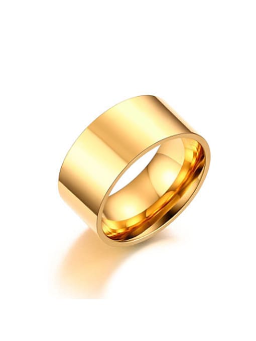 CONG Trendy Gold Plated Geometric Shaped Titanium Ring 0