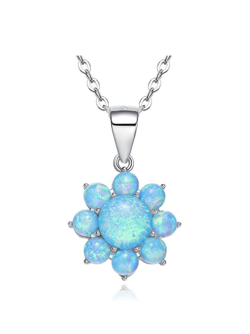 Blue Fashion Opal stones Flowery 925 Silver Pendant