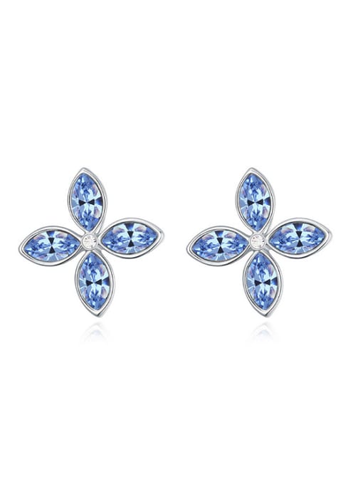 Light Blue Simple Marquise austrian Crystals Flower Stud Earrings