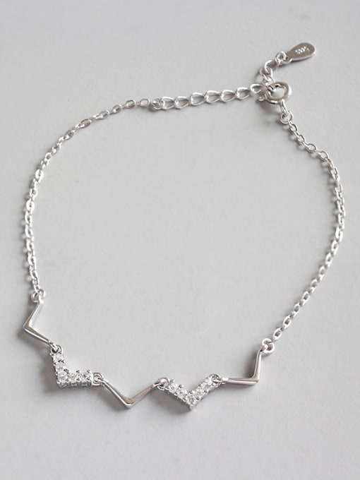 DAKA 925 Sterling Silver With Simplistic Triangle  Cubic Zirconia Bracelets