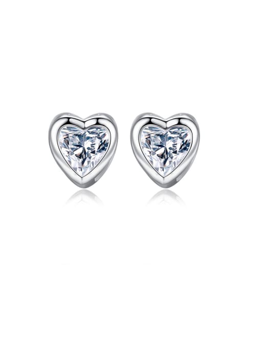 CCUI 925 Sterling Silver With Cubic Zirconia Cute Heart Stud Earrings 0