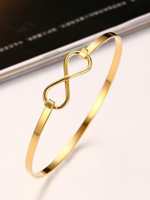 Golden Exquisite Number Eight Shaped Gold Plated Titanium Bangle