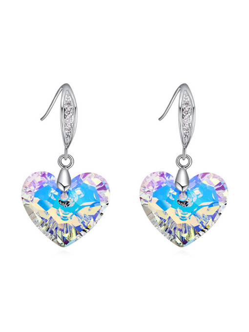 QIANZI Fashion Shiny Heart austrian Crystals Alloy Earrings 3
