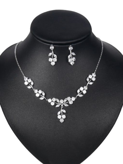 Mo Hai Copper With Platinum Plated Personality Flower 2 Piece Jewelry Set 3