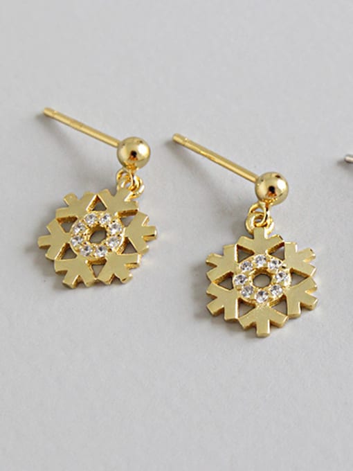 Gold Sterling silver fashion micro-inlaid snowflake zircon earrings