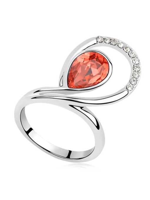 Red Exaggerated Water Drop austrian Crystal Alloy Ring