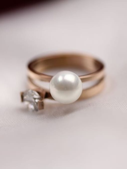 GROSE Zircon Artificial Pearl Fashion Ring 0