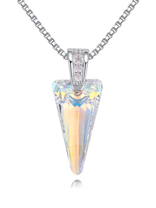 white Simple Triangle austrian Crystal Pendant Alloy Necklace