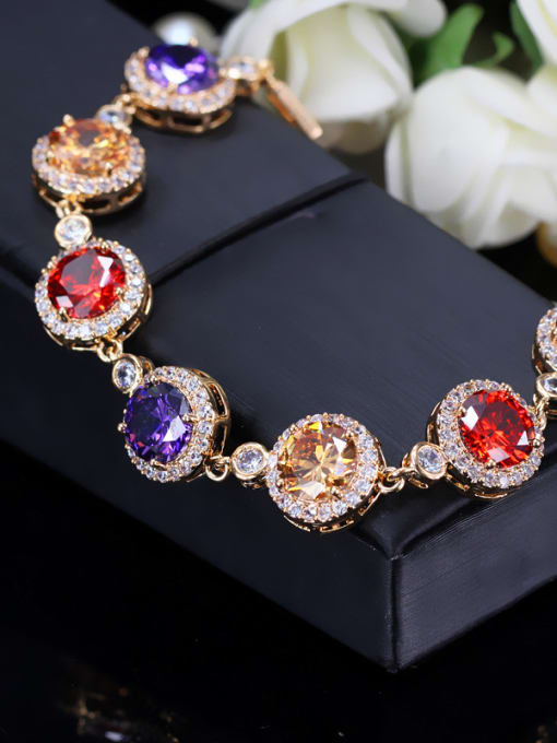 Colour Colorful AAA Zircons Sweetly Gold Plated Women Bracelet