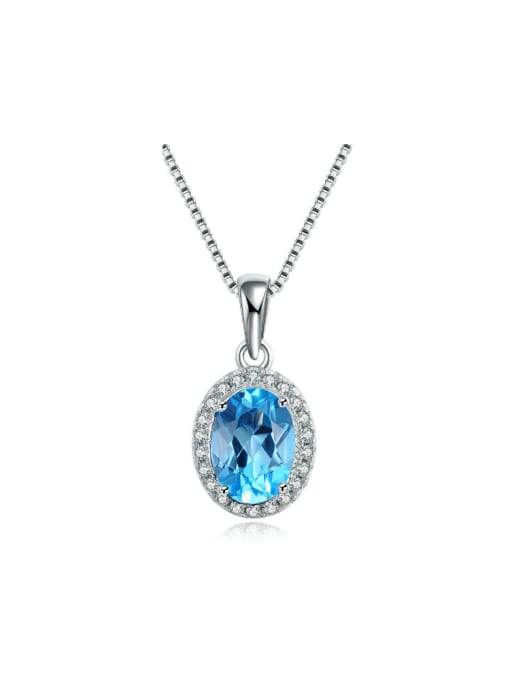 ZK White Gold Plated Oval Shining Topaz Fashion Pendant