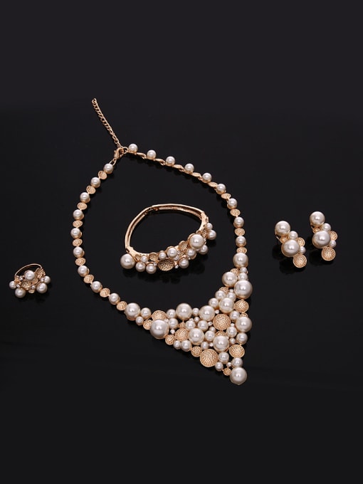 BESTIE Alloy Rose Gold Plated Fashion Artificial Pearls Four Pieces Jewelry Set 1
